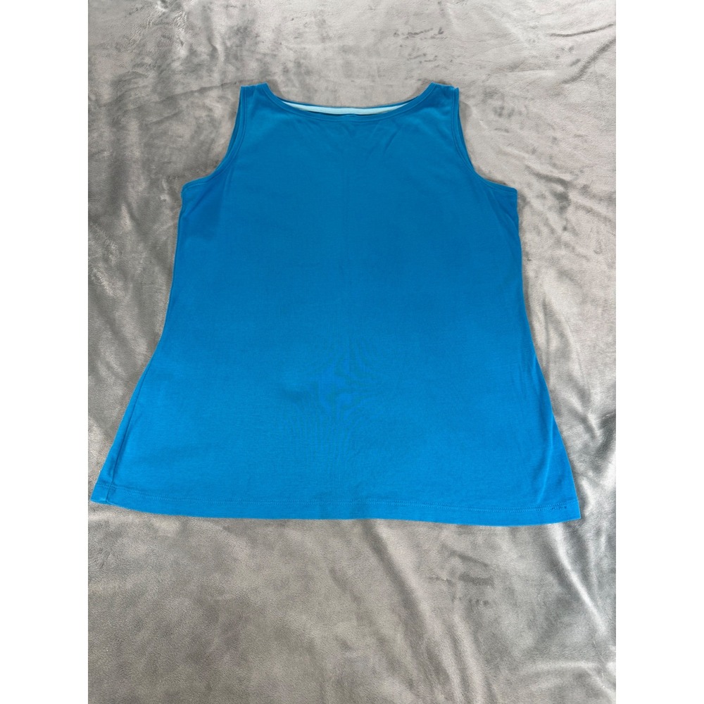 Talbots Shirt Women's M Bright Blue Scoop Neck Pima Cotton Sleeveless Tank Top